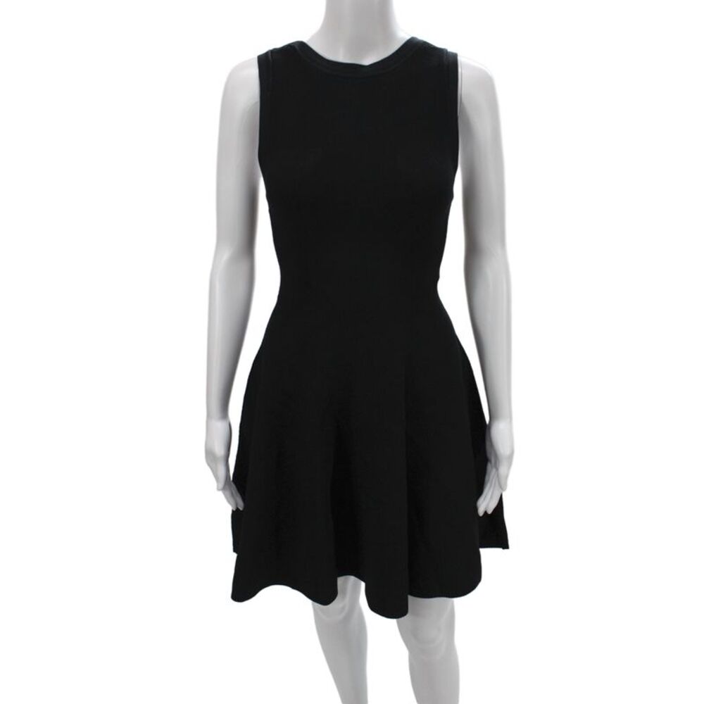 Alice + Olivia Women Fit & Flare Tank Dress Black Sleeveless Zip Size M